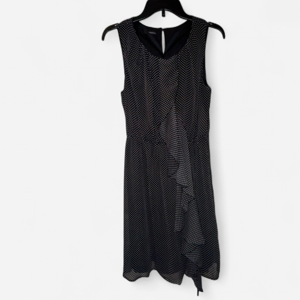 Elegant Sheer Sleeveless Black White Polka Dot Dress